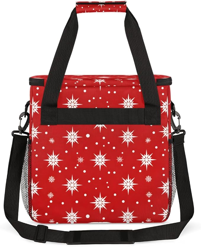 Christmas Snowflakes Coffee Maker Carrying Bag Glitter Snowflakes Travel Storage Bag Compatible with K-Mini or K-Mini Plus Single Serve Coffee Brewer Carrying Case with Pockets &amp Shoulder Strap