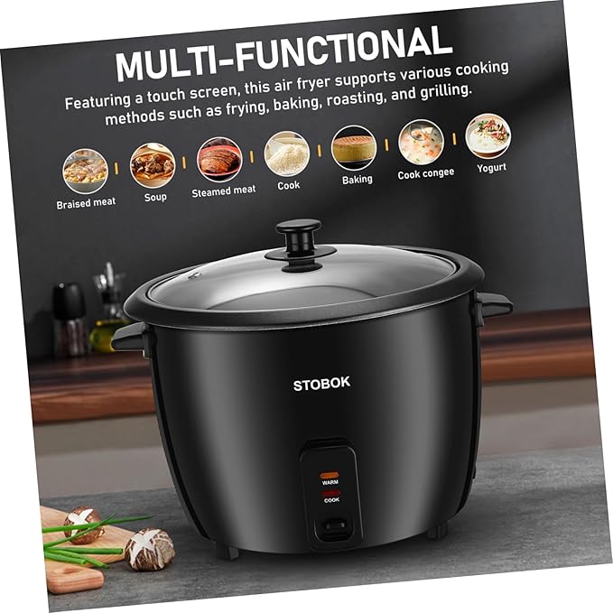 Alipis Portable Rice Cooker Electric Stew Pot with Transparent Lid One-button Control Multifunctional Cooker for Rice Oatmeal Soups and Steamed Vegetables US Plug for Home and Travel