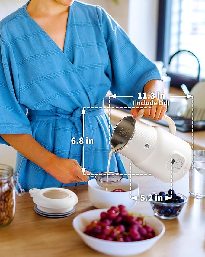 Automatic Nut Milk Maker 20oz Homemade Almond Oat Coconut Soy Plant Based Milks and Non-Dairy Beverages with Delay Start/Keep Warm/Self-Cleaning/Boil Water White