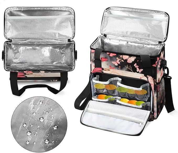 Abstract Butterfly Coffee Maker Carrying Bag Portable Travel Storage Tote Bag Compatible with K-Mini or K-Mini Plus Single Serve Coffee Brewer Carrying Case with Multiple Pockets &amp Shoulder Stra