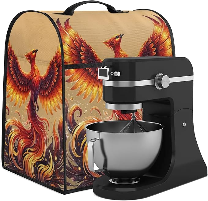 Kitchen Aid Mixer Cover Animal Phoenix Gold Stand Mixer Cover Compatible with 6-8 Quarts Stand Mixers Dust Covers with Zipper Pocket Foldable Washable Kitchen Aid Organizer Bag