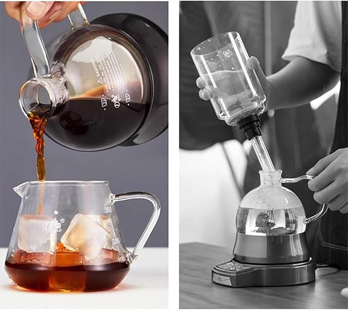 Electric Siphon Coffee Maker Coffee Maker Brewer With Auto Timer &amp 400ml Glass Pot 60s Extraction &amp 2 Power Adjustable Removable Design Vacuum Coffee Machine For Coffee Lover Coffee