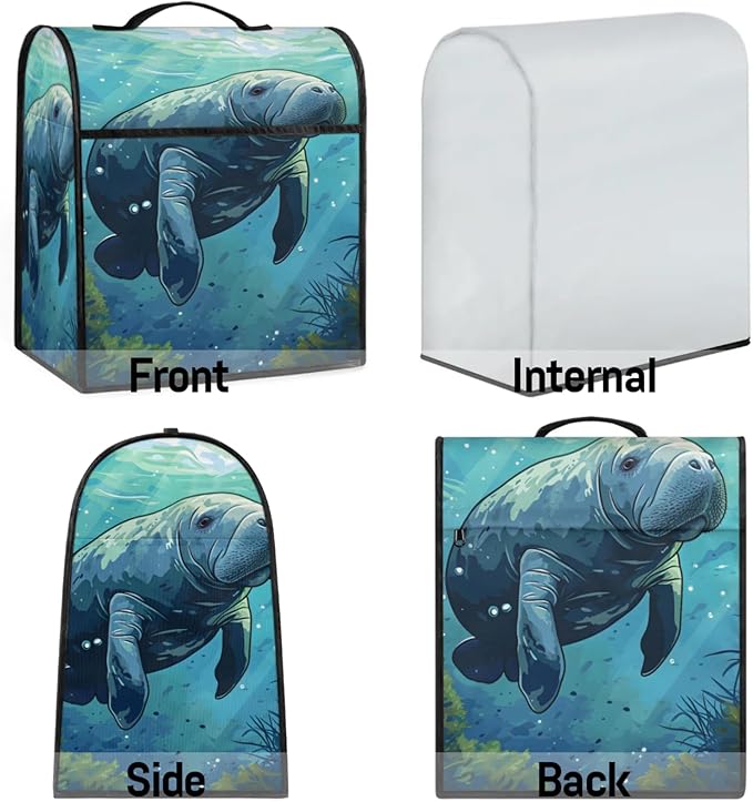 cfpolar Kitchen Aid Mixer Cover Compatible with 6-8 Quarts Manatee Under Water Stand Mixer Cover Kitchen Aid Mixers Accessories Appliance Organizer Bag Dust Covers with Zipper Pocket