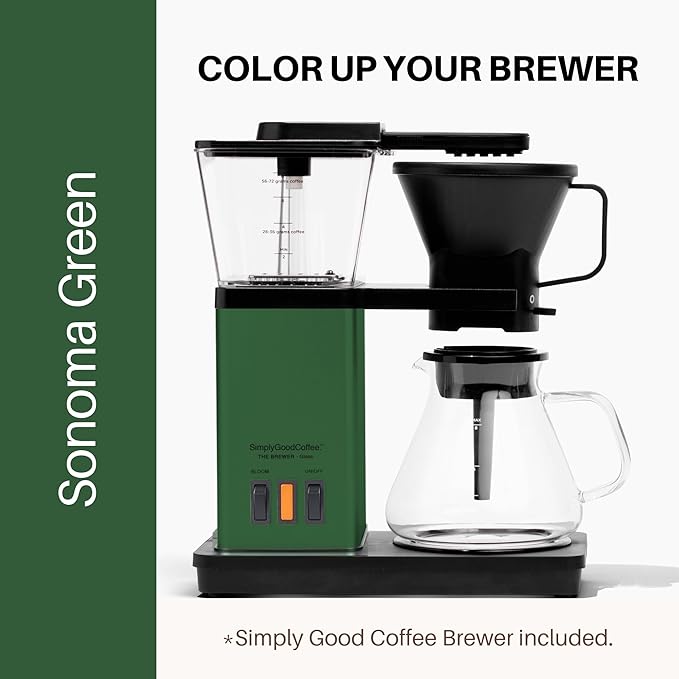 SimplyGoodCoffee Coffee Maker/Coffee Machine. 8 Cup Automatic Drip Pour Over Coffee Brewer With Vinyl Wrap Custom Kit. Easy To Use Gold Cup Standard. Sonoma Green