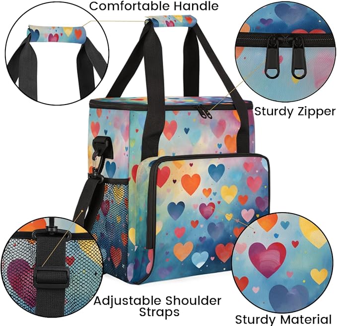 Orange Heart Coffee Maker Carrying Bag Portable Travel Storage Tote Bag Compatible with K-Mini or K-Mini Plus Single Serve Coffee Brewer Carrying Case with Multiple Pockets &amp Shoulder Strap