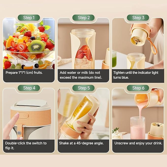 450ml Blenders Cup with High Speed Motor USB C Rechargeable Juicer Cup Blending Bottles for Fruit and Veggie Juices Blender