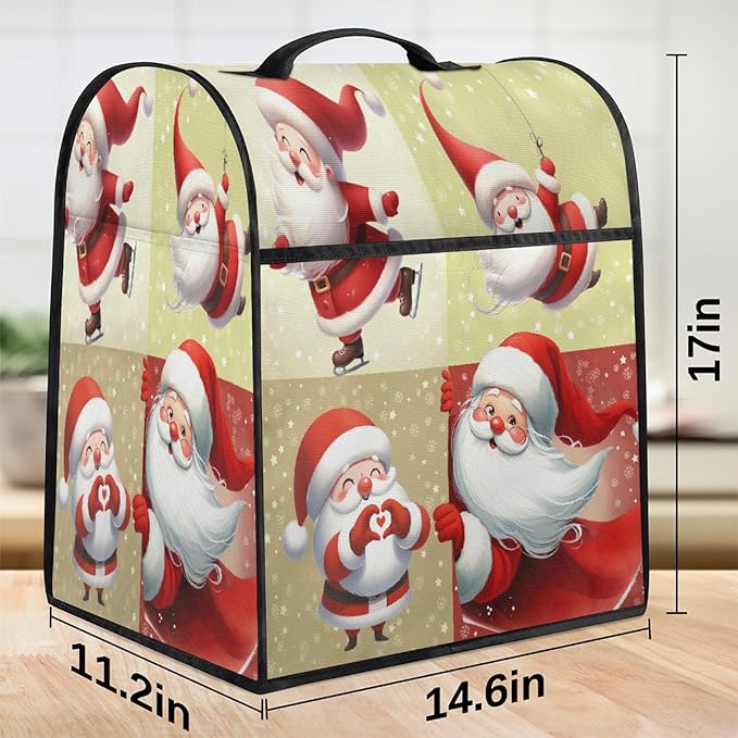 cfpolar Kitchen Aid Mixer Cover Compatible with 6-8 Quarts Xmas Santa Claus Christmas Stand Mixer Cover Kitchen Aid Mixers Accessories Appliance Organizer Bag Dust Covers with Zipper Pocket