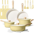 CAROTE 24pcs Ceramic Cookware Set Pots and Pans Non Stick Kitchen Cookware Sets Pots and Pans Set Cooking Set with Knife Set