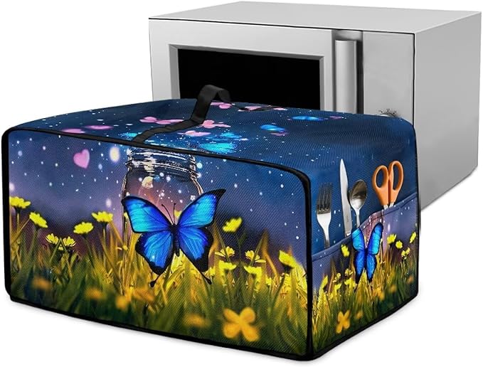 Doojoayie Butterfly Toaster Cover Dust-Proof Small Appliance Covers 6 Slice Stain Resistant Bread Machine Cover Polyester Fabric Kitchen Appliance Dustproof Protector
