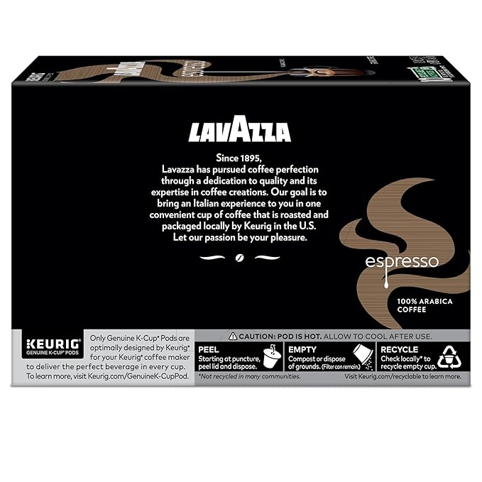 Lavazza Espresso Single-Serve Keurig K-Cup Pods Medium Roast Coffee 60-Count Box (6 Packs of 10)