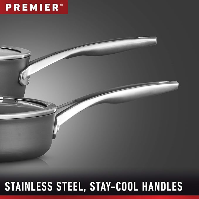 Calphalon Premier Hard-Anodized Nonstick Cookware Set 8-Piece Metal Utensil Safe PFOA-Free