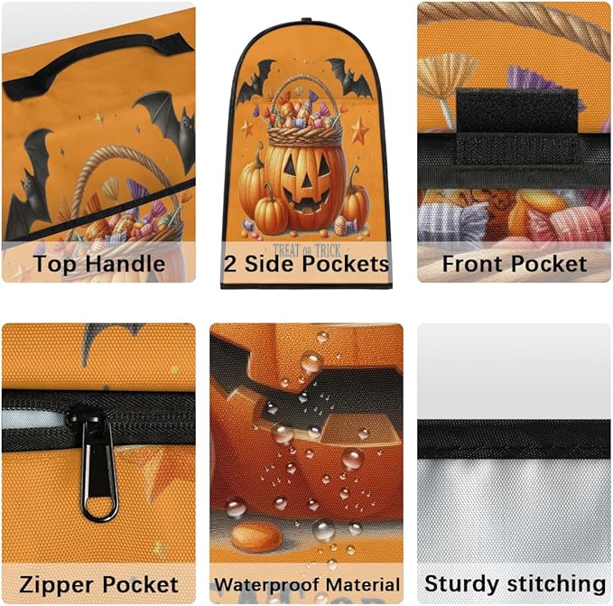 cfpolar Kitchen Aid Mixer Cover Compatible with 6-8 Quarts Halloween Pumpkin Candy Bats Stand Mixer Cover Kitchen Aid Mixers Accessories Appliance Organizer Bag Dust Covers with Zipper Pocket
