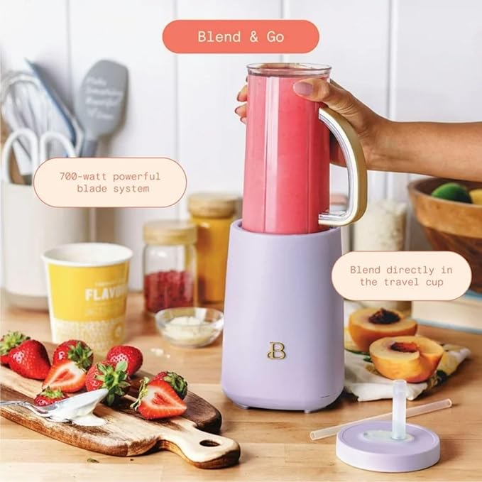 Personal Blender 240W with 12-Piece Set Portable Smoothie Maker with Travel Cups for Protein Shakes Juices and Smoothies (Lavender)