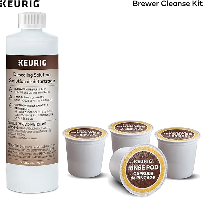 Keurig K-Express Coffee Maker &amp Brewer Cleanse Kit For Maintenance Includes Descaling Solution &amp Rinse Pods Compatible Classic/1.0 &amp 2.0 K-Cup Pod Coffee Makers 4 Count