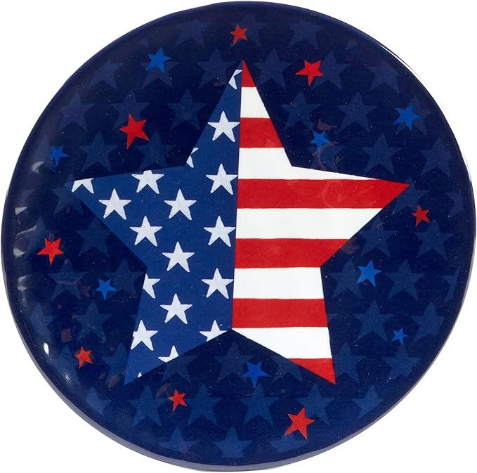 Unknown1 Stars Stripes 12-Piece Dinnerware Set Service for 4 Blue Multi Color Red Holiday Modern Contemporary Round 12 Piece Dishwasher Safe