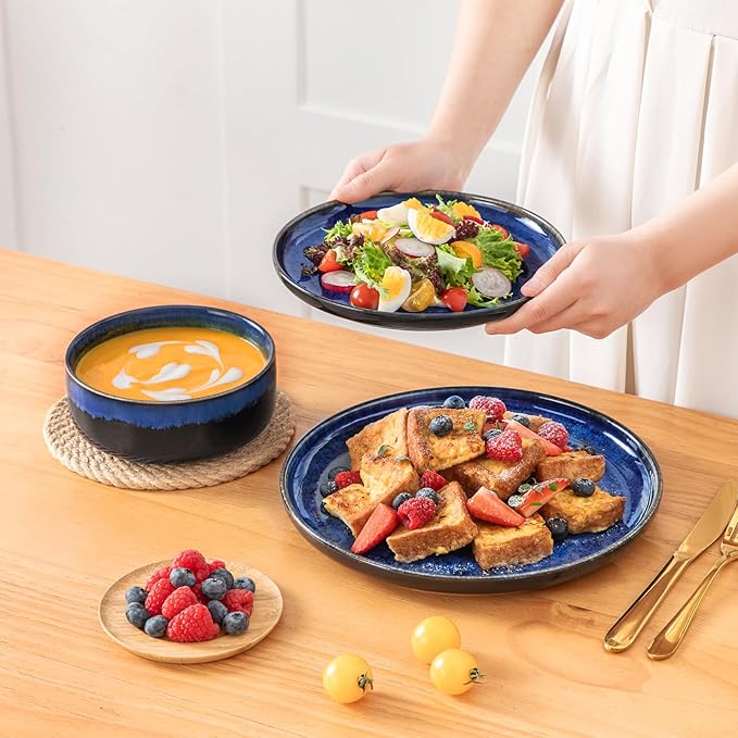 vancasso Starry 12 Pieces Dinnerware Sets for 4 Bundles 7.5 Inch Stern Square Dinner Plates Set of 4