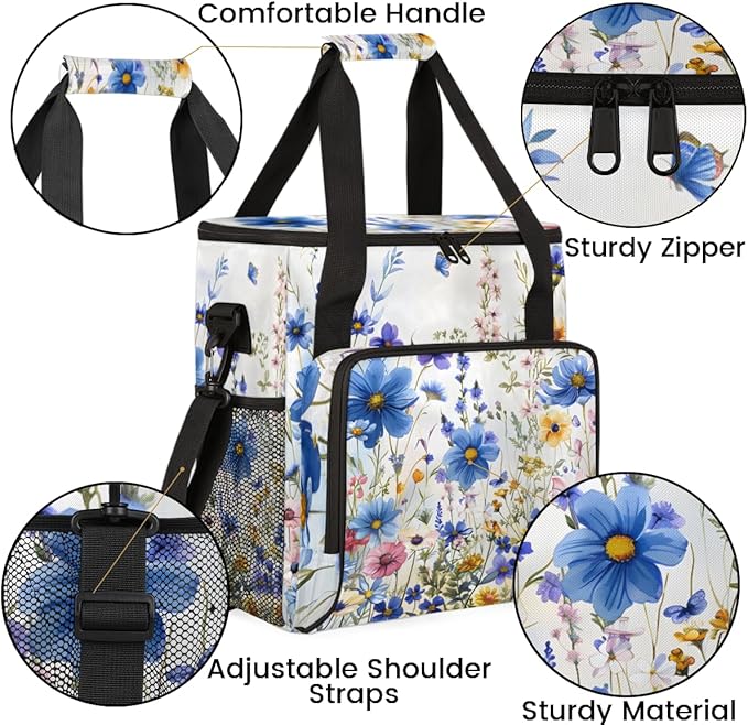 Luminous Flowers Coffee Maker Carrying Bag Portable Travel Storage Tote Bag Compatible with K-Mini or K-Mini Plus Single Serve Coffee Brewer Carrying Case with Multiple Pockets &amp Shoulder Strap