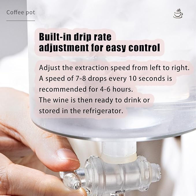 Cold Brew Coffee Drip TowerIce Drip Coffee Maker with Adjustable Water Flow 600ml/ Borosilicate Glass Machine With Slow Drip Technology for Home Office(Color:B)