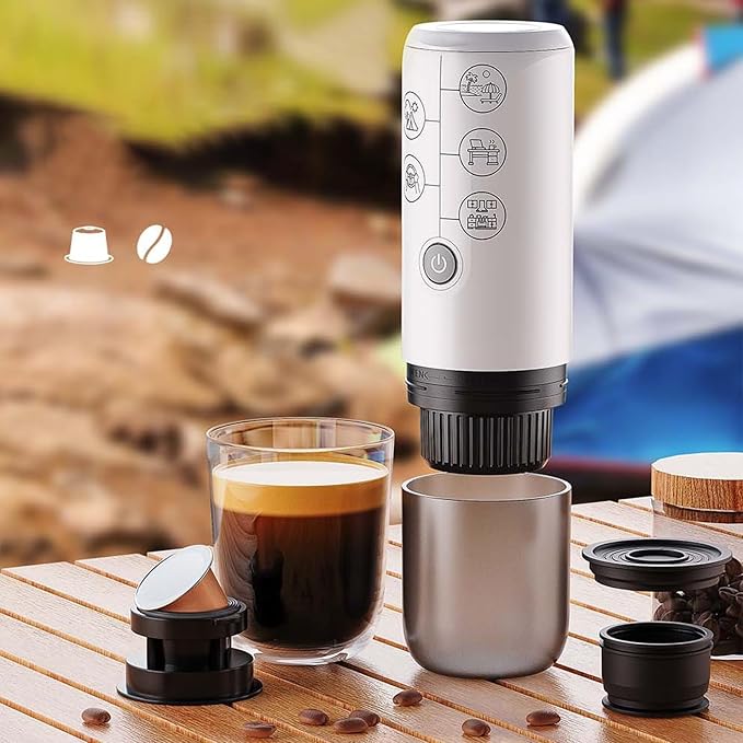 Portable Electric Espressos Maker 17 Bar Mini Travel Coffee Maker with Intelligent Control Panel Expresso Machines Car Capsule Coffee Makers Self Heating for Office Camping RV