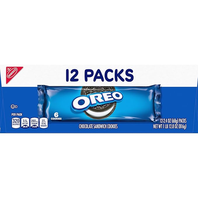 OREO Chocolate Sandwich Cookies School Lunch Box Snacks 2.4 Ounce (Pack of 12)