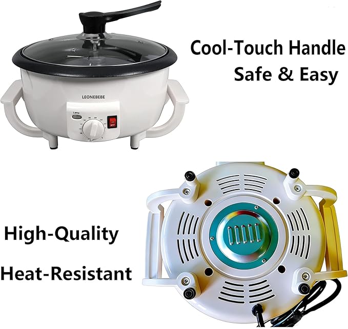 Home Coffee Roaster Household Electric Coffee Bean Baker Nut Peanut Cashew Chestnuts Roasting Machine Adjustable Temperature 1.6 Pounds Capacity for Cafe Shop/Home No Stovetop Required Smoke Reduce