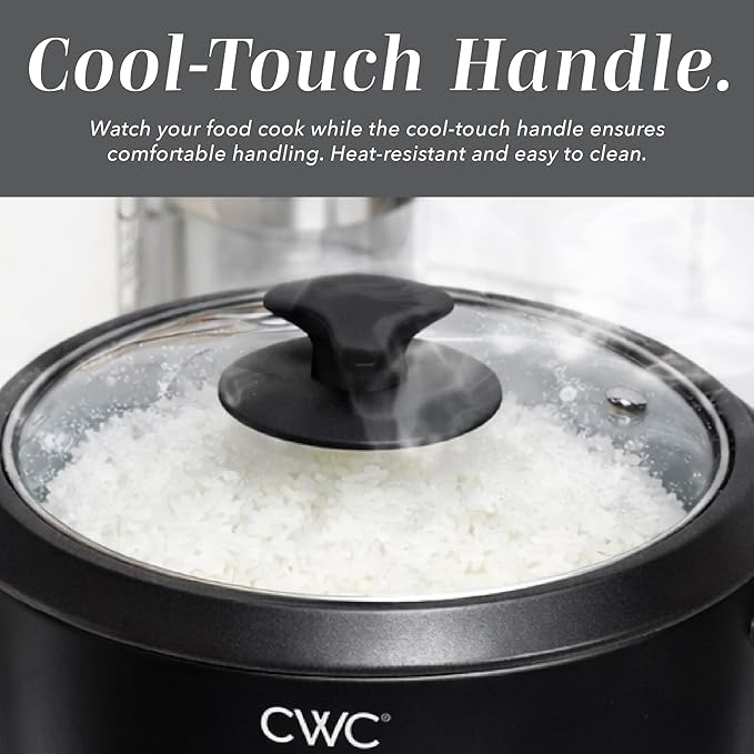 COOK WITH COLOR 6 Cup Rice Cooker 300W - Effortless Cooking and Perfectly Cooks 3 Cups of Raw Rice for 6 Cups of Cooked Rice Black