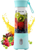 COKUNST 18oz Portable Blender USB Rechargeable Personal Size Blenders Smoothie Blender with 6 Blades for Protein &amp Shakes Mini juicer with Extra Handle Lid for Travel Sports Outgoing Green