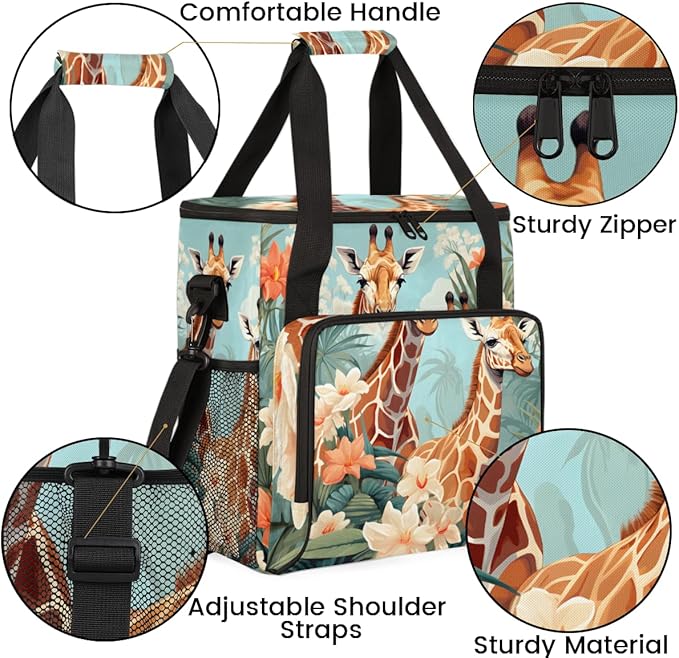 Forest Giraffe Coffee Maker Carrying Bag Cartoon Giraffe Travel Storage Bag Compatible with K-Mini or K-Mini Plus Single Serve Coffee Brewer Carrying Case with Multiple Pockets &amp Shoulder Strap