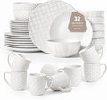 32-Piece Stoneware Dinnerware Set with Mugs Service for 8 – Stylish &amp Durable Tableware for Family Meals Chip-Resistant &amp Stackable