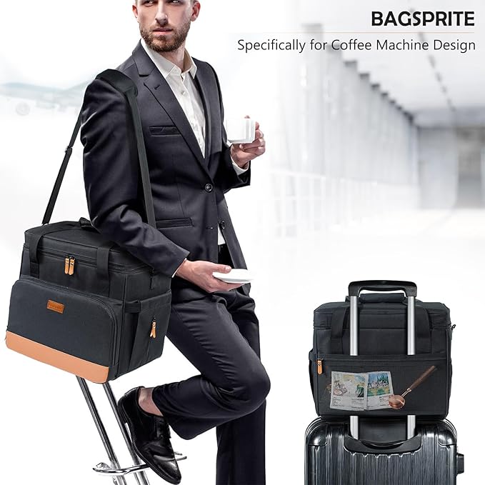 BAGSPRITE Coffee Maker Travel Bag For Keurig Classic Single Serve Coffee Brewer Carrying Case Portable Travel Coffee Maker Storage Bag With Pockets for K-Cup Pods