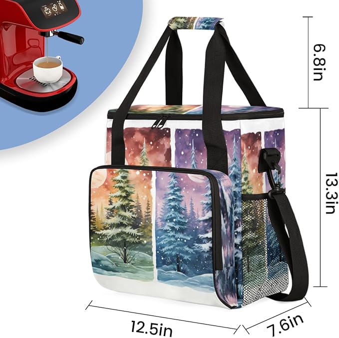 Abstract Tree Coffee Maker Carrying Bag Bright Tree Travel Storage Bag Compatible with K-Mini or K-Mini Plus Single Serve Coffee Brewer Carrying Case with Multiple Pockets &amp Shoulder Strap
