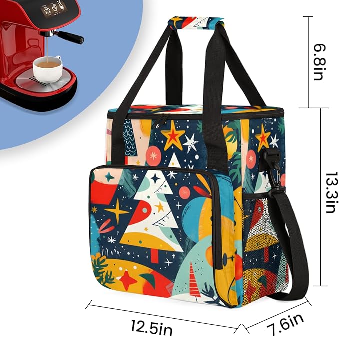 Abstract Tree Coffee Maker Carrying Bag Graffiti Tree Travel Storage Bag Compatible with K-Mini or K-Mini Plus Single Serve Coffee Brewer Carrying Case with Multiple Pockets &amp Shoulder Strap