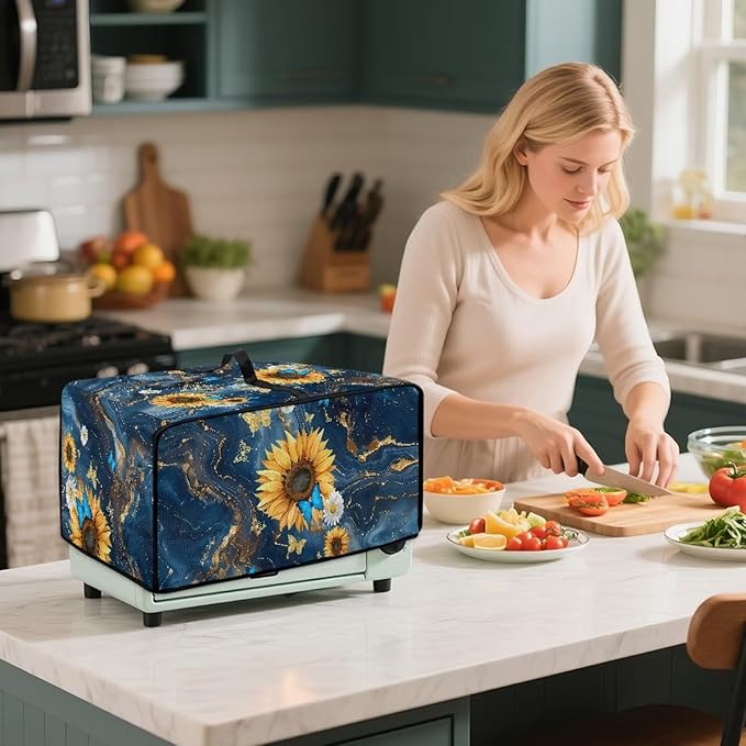 Doojoayie Toaster Cover 8 Slice Kitchen Appliance Covers 22.5x18.5x 13 Bread Machine Dust Protector Modern Home Kitchen Decoration Sunflower &amp Buttefly Print