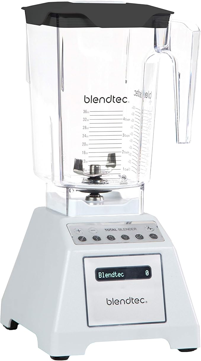 Blendtec Total Classic Original Blender-WildSide+ Jar (90 oz) Professional-Grade Power-6 Pre-programmed Cycles-10-speeds White (TB-611-25)
