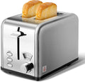 YSSOA 2-Slice Toaster with Extra Wide Slot &amp Removable Crumb Tray 5 Browning Setting and 3 Function: Bagel/Defrost/Cancel Retro Stainless-Steel Style for Bread &amp Waffle Silver