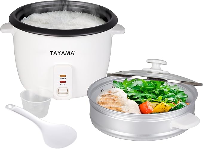 Tayama Rice Cooker with Steam Tray 3 Cup White (RC-03R)
