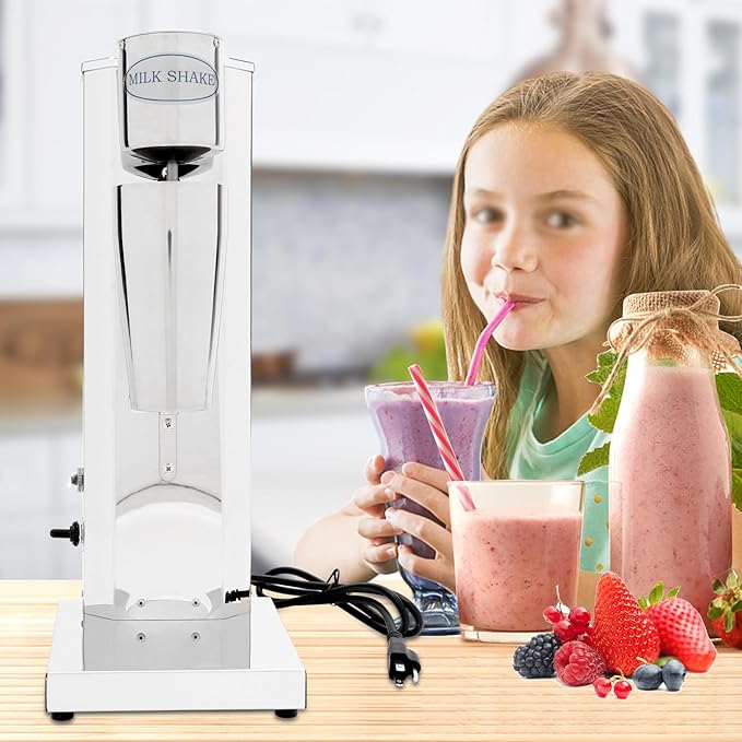 Electric Milkshake Maker Machine Stainless Steel Milk Mixer Blender Single Head Malt Blender 110V 180W Commercial Smoothie Mixer