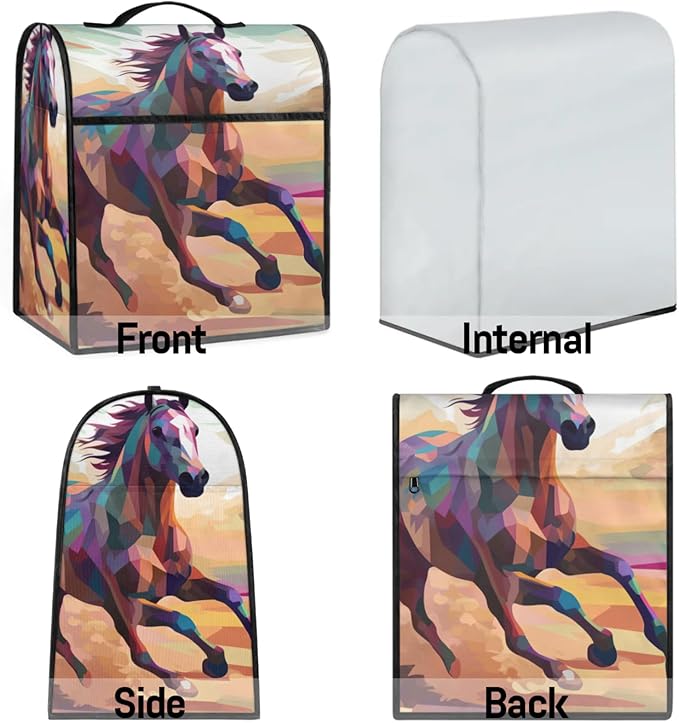 cfpolar Kitchen Aid Mixer Cover Compatible with 6-8 Quarts Painted Animal Horse Stand Mixer Cover Kitchen Aid Mixers Accessories Appliance Organizer Bag Dust Covers with Zipper Pocket