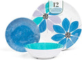 Larder &amp Vine 12-Piece Melamine Dinnerware Set: Durable Lightweight Break-Resistant Plates &amp Bowls – Stylish Non-Toxic Dishwasher Safe – Ideal for Everyday Use Indoor &amp Outdoor Dining
