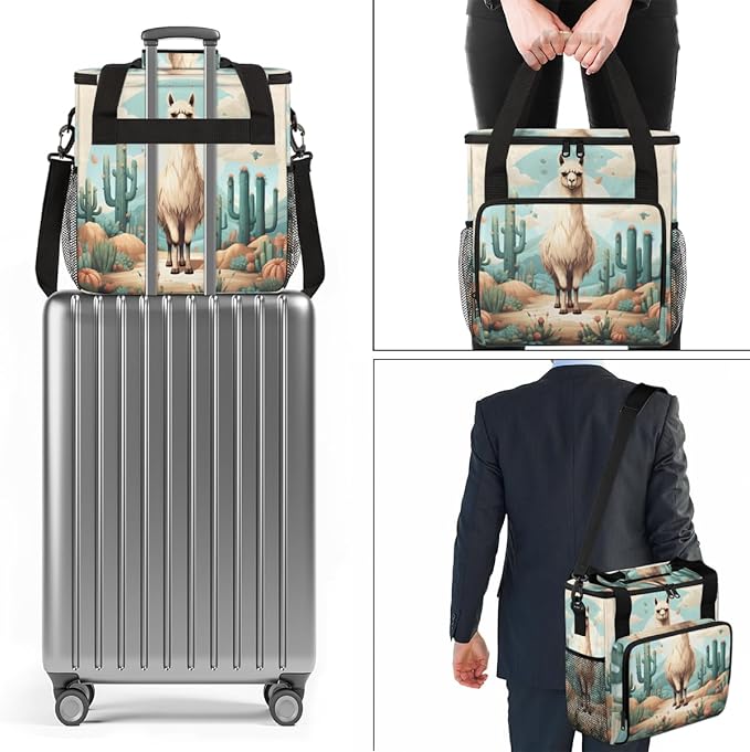 Tropical Desert Alpaca Coffee Maker Carrying Bag Travel Storage Bag Compatible with K-Mini or K-Mini Plus Single Serve Coffee Brewer Carrying Case with Multiple Pockets &amp Shoulder Strap