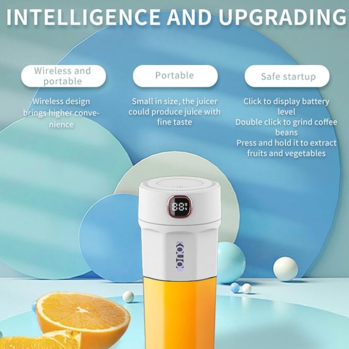 Portable Coffee Grinder and Blender Smoothies with 12Oz BPA Free Personal Travel Cup Durable Stainless Steel Mix Blender with Metal Coffee Filter USB Rechargeable(White)