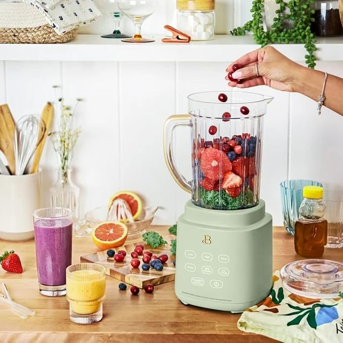 High Performance Countertop Blender System with Personal Blending Cups Ice Crushing Smoothie and Food Processing (Sage Green)