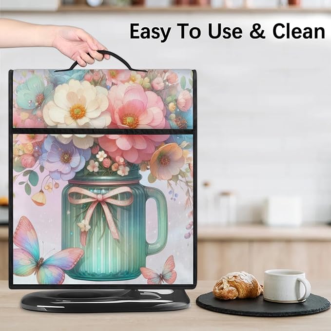 cfpolar Kitchen Aid Mixer Cover Compatible with 6-8 Quarts Butterfly Rainbow Flower Stand Mixer Cover Kitchen Aid Mixers Accessories Appliance Organizer Bag Dust Covers with Zipper Pocket