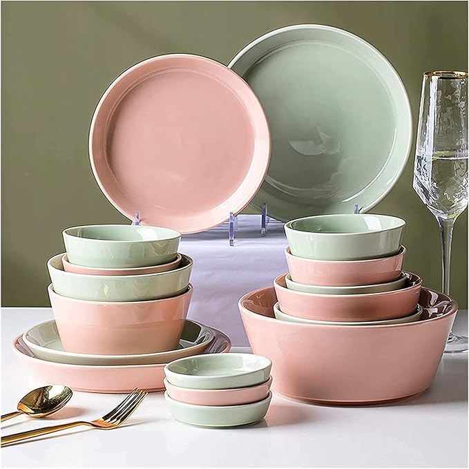 Dinnerware Sets Dish SetCeramics Dinner SetsNordic Luxury Style Porcelain of 58 | Simple Solid Color Cereal Bowl and Steak Plate Set