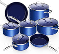 Nuwave 12pc Forged Lightweight Cookware Set G10 Healthy Duralon Ceramic Ultra Non-Stick Coating Vented Tempered Glass Lids Stay-Cool Handles Induction-Ready &amp Works on All Cooktops PFAS Free