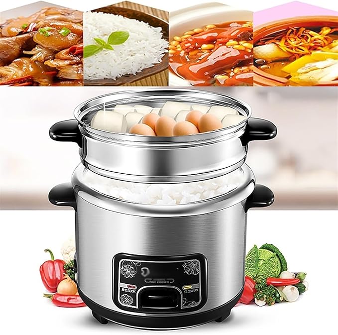 Rice Cookers and Steamer Stainless Steel Liner Electric Food Rice Cooker with Keep-Warm Function 6/3/2/1 cup Portable Travel Small Steamer(Size:3L) zz-0326