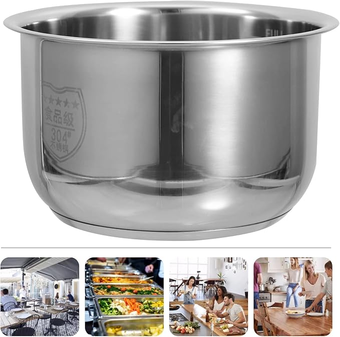 UPKOCH Rice Cooker Inner Pot Replacement 2L Stainless Steel Cooker Liner with Measurement Scale Multi-Purpose Cooking Pot for Kitchen Use