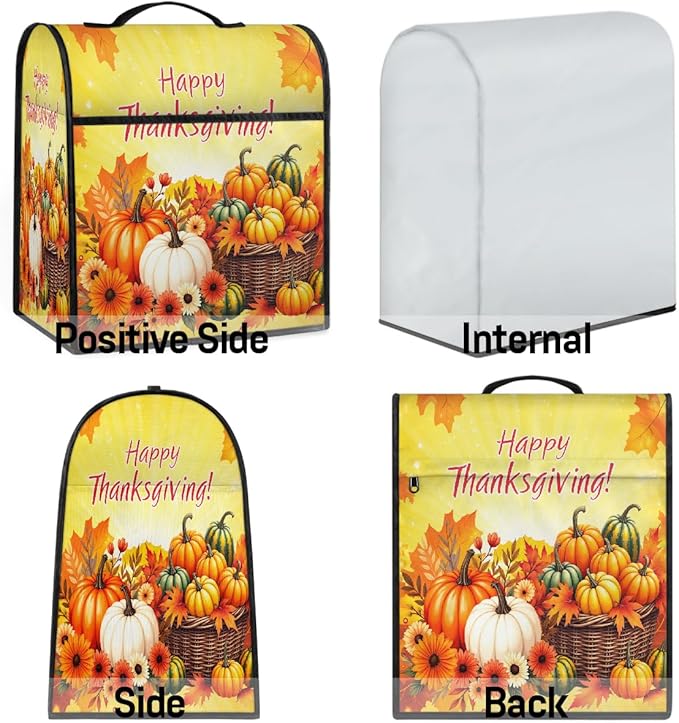 cfpolar Kitchen Aid Mixer Cover Compatible with 6-8 Quarts Thanksgiving Pumpkin Sunflower Stand Mixer Cover Kitchen Aid Mixers Accessories Appliance Organizer Bag Dust Covers with Zipper Pocket