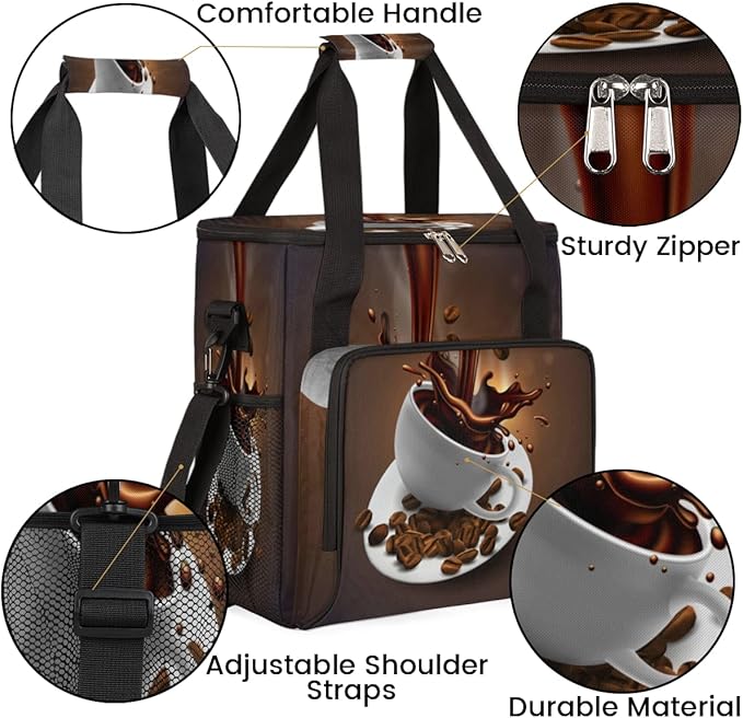 cfpolar Coffee Maker Storage Bag Waterproof Travel Carrying Storage Tote Bag Organizer Case Compatible with K-Mini or K-Mini Plus And Suitable for Other Accessories With Pockets for K-Cup Pods