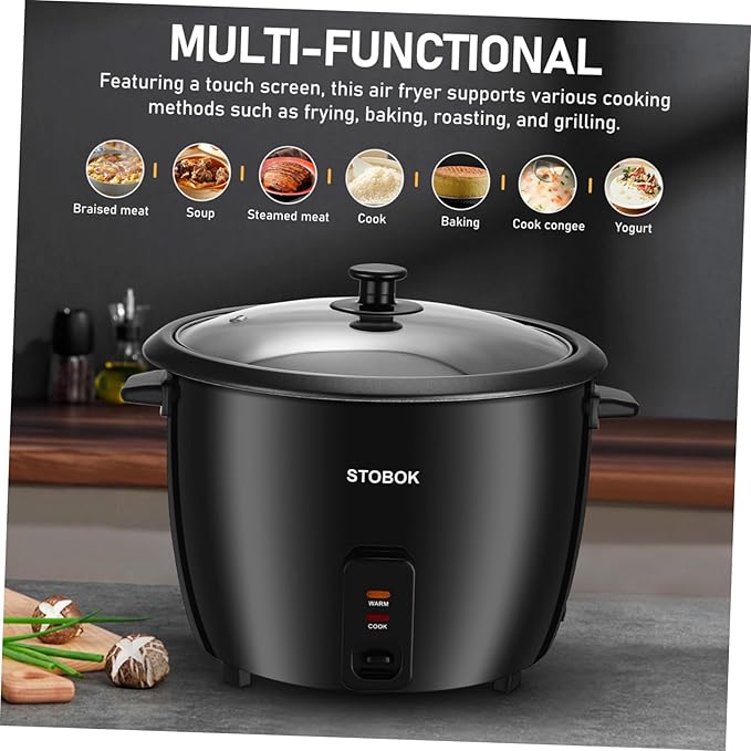 Lurrose Electric Rice Cooker with Clear Lid Portable Household Stew Pot for Rice Porridge Soup and Steamer US Plug Small Appliance for Easy One-button Cooking